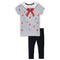 PEPCO Bow Print White Girls Premium Cotton Tshirt Blue Legging 2 Piece Set