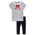 PEPCO Bow Print White Girls Premium Cotton Tshirt Blue Legging 2 Piece Set