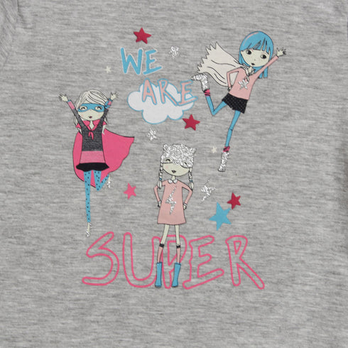 PEPCO Girls Print Grey Premium Cotton Tshirt