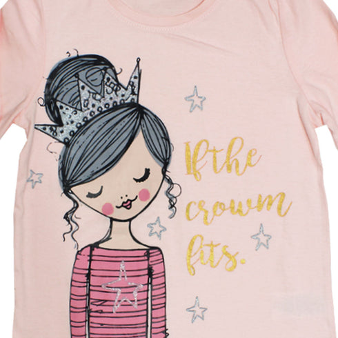 PEPCO Glitter Girls Print Baby Pink Girls Premium Cotton Tshirt