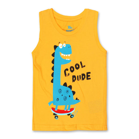 PEPPERTS Cool Dude Yellow Boys Cotton Tank Top