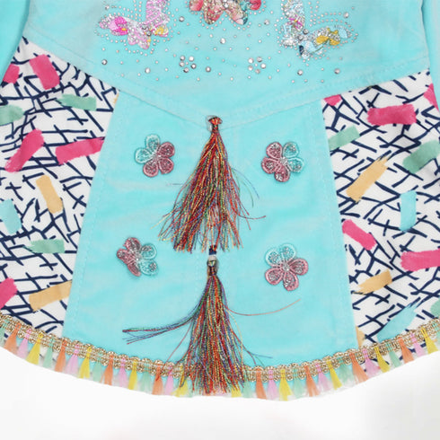 PINKY Butterfly Blue Girls Cotton Dress 2 piece Set