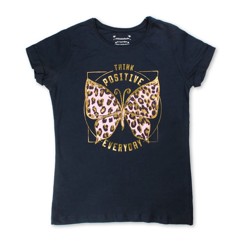 PRIMARK Butterfly Blue Girls Cotton T shirt 2 Piece Set