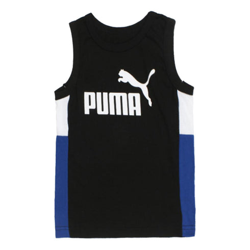 PUMA Black And Blue Boys Cotton Tank Top 2 Piece Set