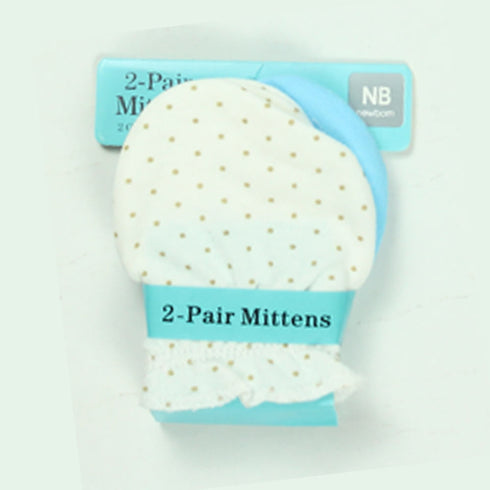 Polka Dots White And Blue 2 Pair Mittens