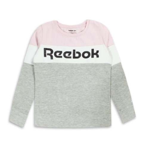 REEBOK Black Print Pink And Grey Cotton Fleece Sweat Shirt