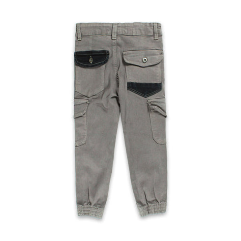 SARABANDA Grey Boys Cotton Cargo Pant