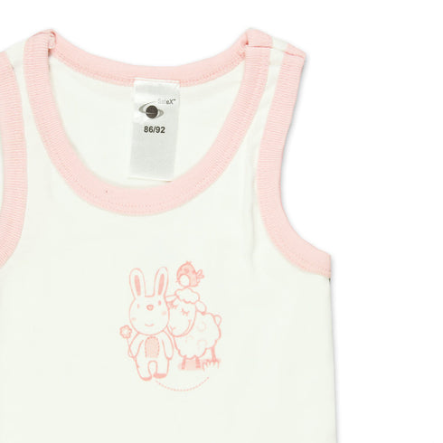 SATEX Bear Ship White Girls Cotton Tank Top