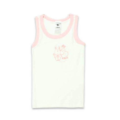 SATEX Bear Ship White Girls Cotton Tank Top