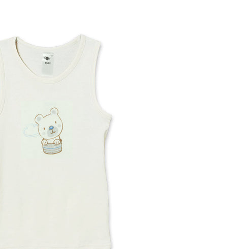 SATEX Bear White Unisex Cotton Tank Top