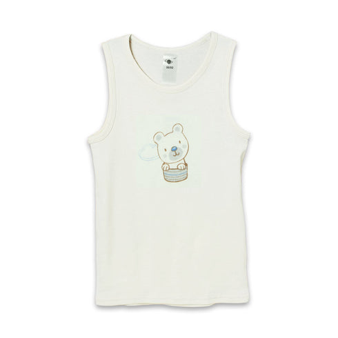 SATEX Bear White Unisex Cotton Tank Top