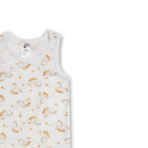 SATEX Horse Print White Cotton Tank Top