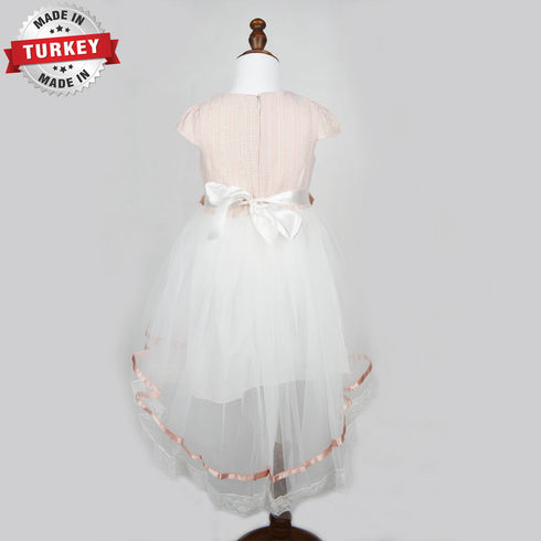 SENKIZ Flower Baby Pink And White Girls Party Frock