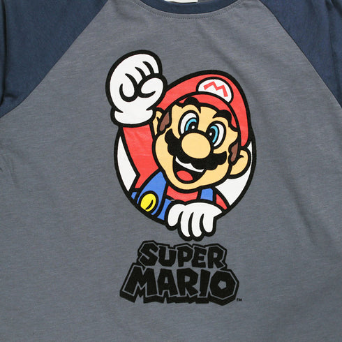 SUPER MARIO Grey And Blue Boys Cotton T shirt
