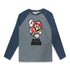SUPER MARIO Grey And Blue Boys Cotton T shirt
