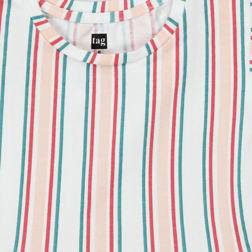 TAG Multi Stripes White Girls Cotton Dress