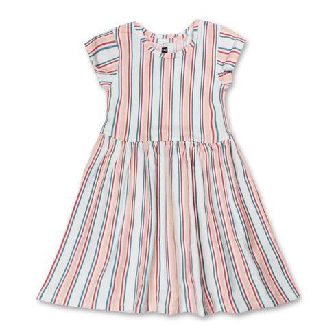 TAG Multi Stripes White Girls Cotton Dress