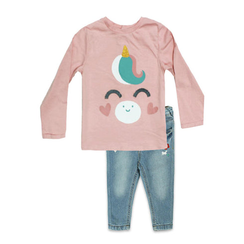 TEX Unicorn Pink Girls Cotton 2 Piece Set