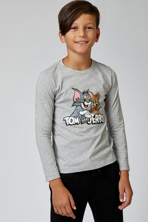 TOM And JERRY Grey Boys Cotton T shirt