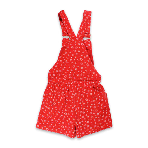 (Minor B) TOMMY HILFIGER All Over Printed Red Girls Cotton Terry Dungaree