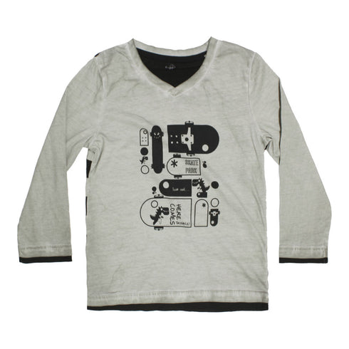 TOPOLINE Skate Board Print Grey Boys Premium Cotton Tshirt
