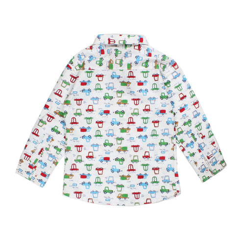 TWEENS And TEENS All Over Cars White Boys Cotton Shirt