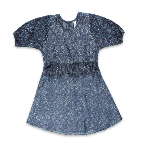 TWEENS And TEENS All Over Flower Dark Blue Frock