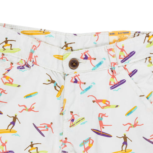 TWEENS And TEENS All Over Kids Print White Cotton Shorts