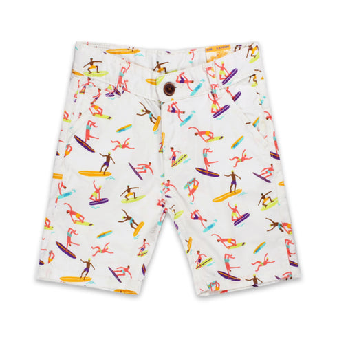 TWEENS And TEENS All Over Kids Print White Cotton Shorts