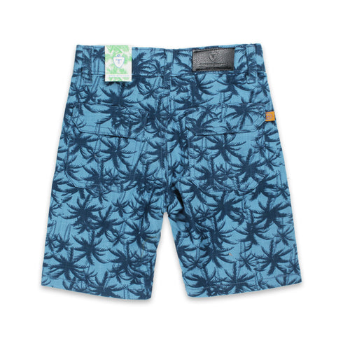 TWEENS And TEENS All Over Palm Tree Print Blue Cotton Shorts