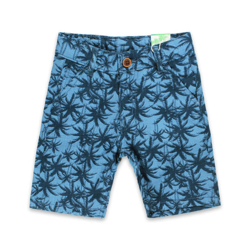 TWEENS And TEENS All Over Palm Tree Print Blue Cotton Shorts