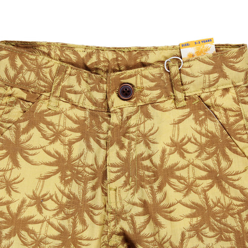TWEENS And TEENS All Over Palm Tree Print Brown Cotton Shorts