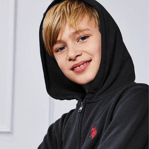 US POLO Black Boys Cotton Fleece Hoodie