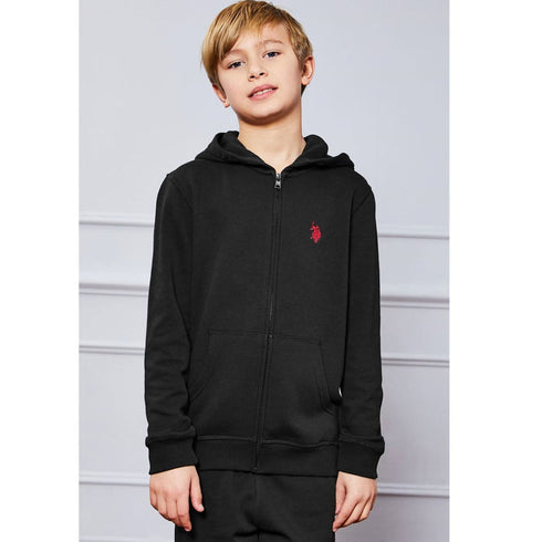 US POLO Black Boys Cotton Fleece Hoodie