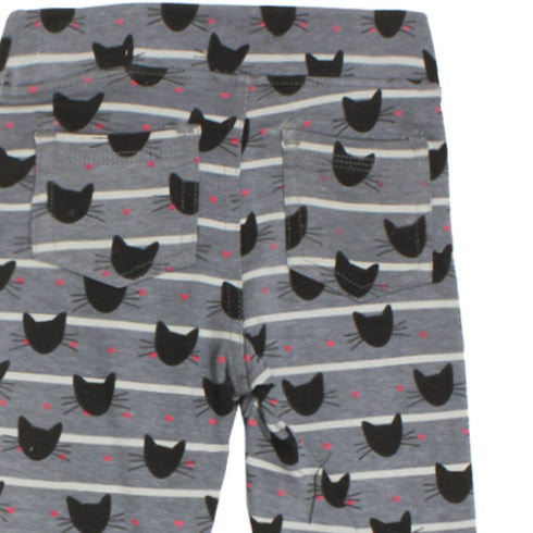 V GOLD All Over Cat Face Print Grey Girls Cotton Jegging