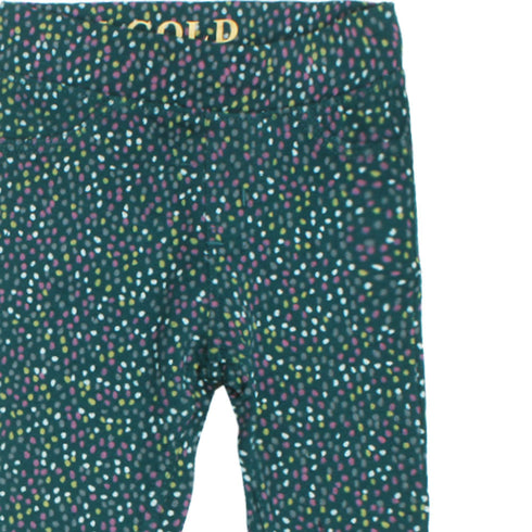 V GOLD All Over Polka Dots Green Girls Cotton Jegging