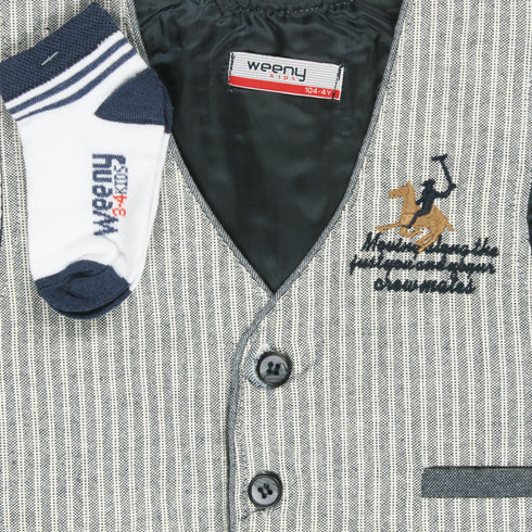 WEENY Kids Waistcoat White Boys Cotton 5 Piece Set
