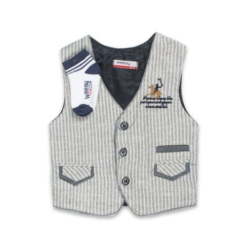 WEENY Kids Waistcoat White Boys Cotton 5 Piece Set