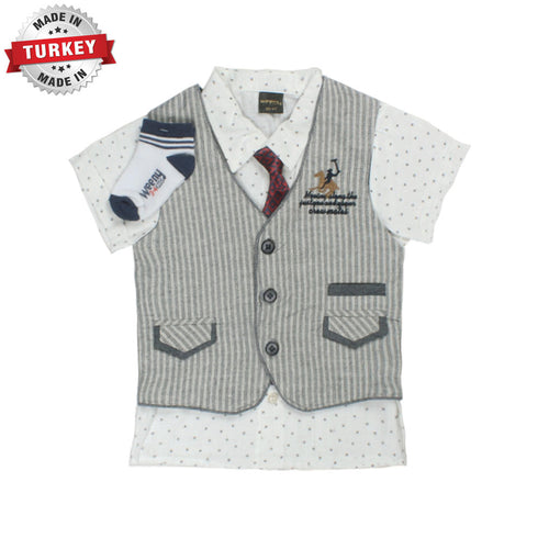 WEENY Kids Waistcoat White Boys Cotton 5 Piece Set