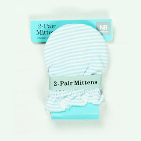 White And Blue Stripes Blue 2 Pair Mittens