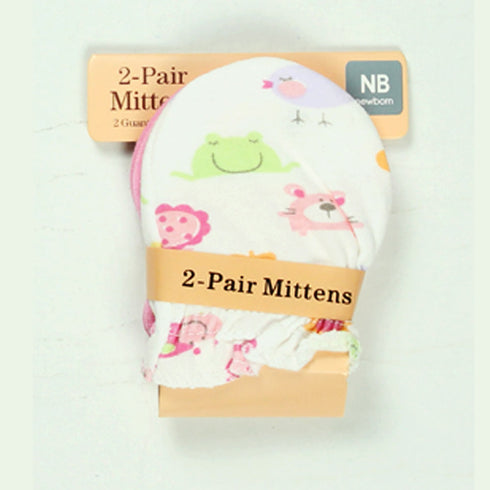 White And Pink Frog 2 Pair Mittens