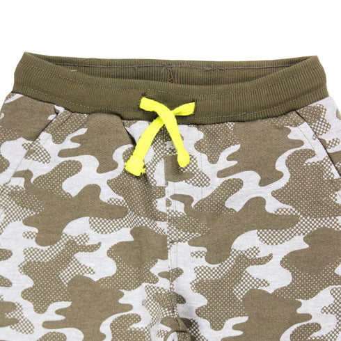 X MAIL Camouflage Light Green Boys Cotton Terry Trouser