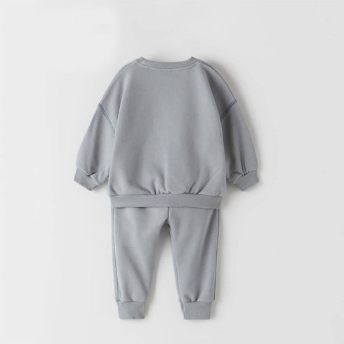 ZARA 123 Bluish Grey Girls TERRY Wide 2 Piece Set