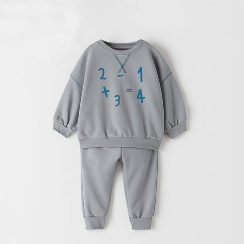 ZARA 123 Bluish Grey Girls TERRY Wide 2 Piece Set