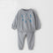 ZARA 123 Bluish Grey Girls TERRY Wide 2 Piece Set