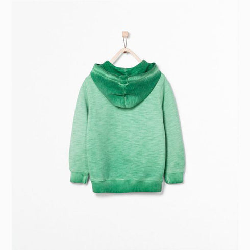ZARA Sand Washed Green Boys Cotton Terry Hoodie