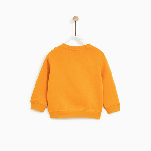 ZARA BABY Tiger Face Print Yellow Boys Cotton Fleece Sweat Shirt