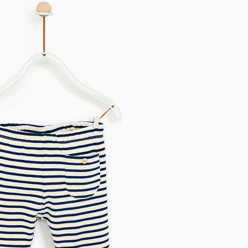 ZARA Blue And White Stripes Pocket Unisex Cotton Trouser