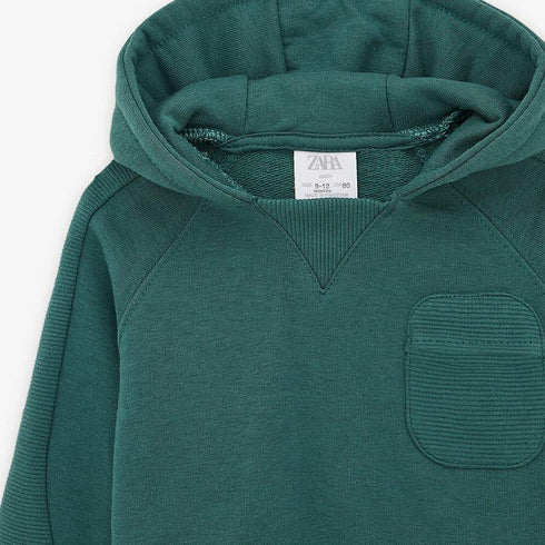 ZARA Green Boys Cotton Terry Hoodie