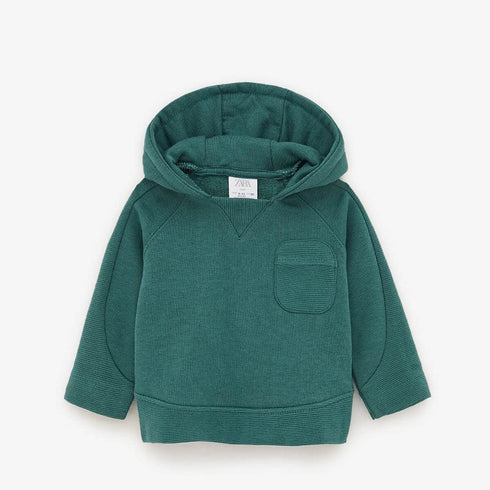 ZARA Green Boys Cotton Terry Hoodie